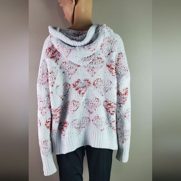 POL Baby Blue & Red & Pink Heart Cropped Oversized Sweater - Picture 2 of 5